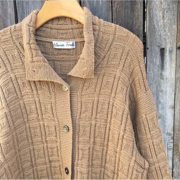 Marion Foale Handknit Wool Cardigan Camel Tan XL - Picture 4 of 15